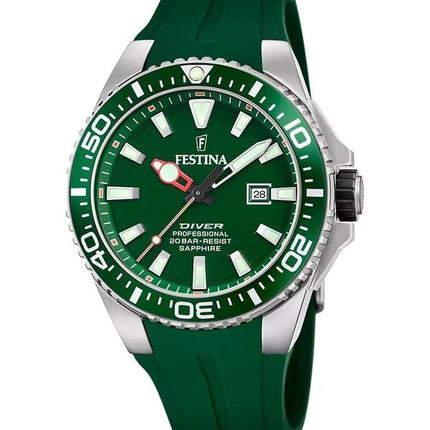 Festina The Originals Cinturino in gomma Quadrante verde Quarzo Diver's F20664-2 200M Orologio da uomo