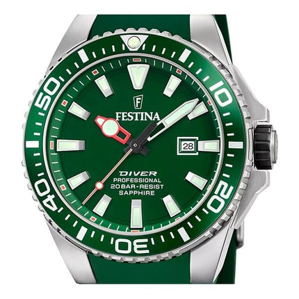 Festina The Originals Cinturino in gomma Quadrante verde Quarzo Diver's F20664-2 200M Orologio da uomo