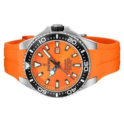 Orologio da uomo Festina Diver con cinturino in caucciù quadrante arancione al quarzo F20664-4 200M