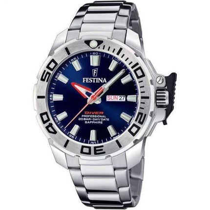 Orologio da uomo Festina Diver in acciaio inossidabile quadrante blu al quarzo F20665-1 200M
