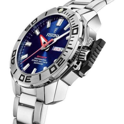 Orologio da uomo Festina Diver in acciaio inossidabile quadrante blu al quarzo F20665-1 200M