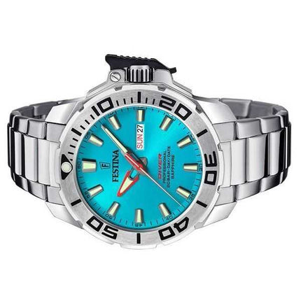 Festina Diver Orologio da uomo in acciaio inossidabile con quadrante turchese al quarzo F20665-6 200M con cinturino extra