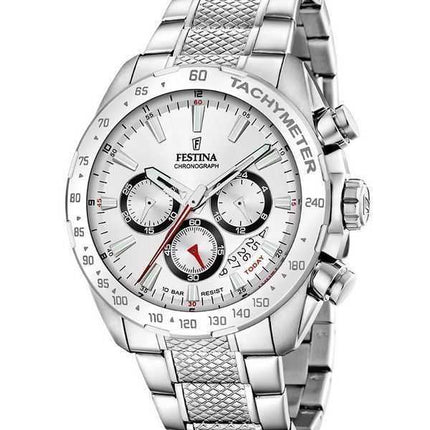 Festina Timeless Cronografo Acciaio Inox Quadrante Bianco Quarzo F20668-1 100M Orologio da Uomo