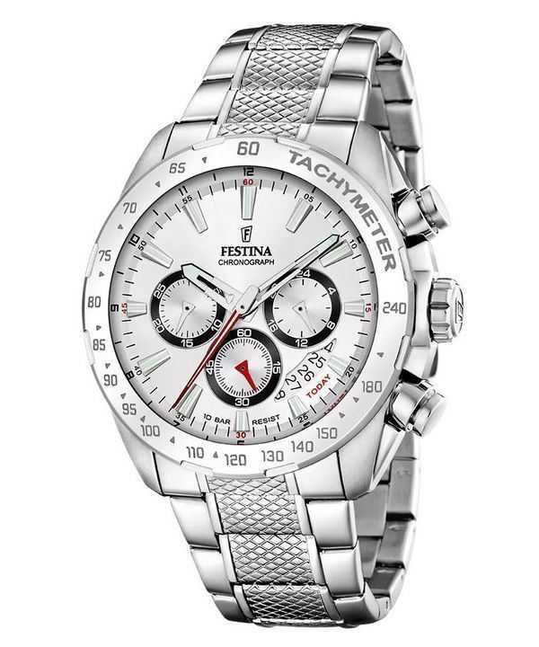 Festina Timeless Cronografo Acciaio Inox Quadrante Bianco Quarzo F20668-1 100M Orologio da Uomo