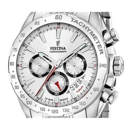 Festina Timeless Cronografo Acciaio Inox Quadrante Bianco Quarzo F20668-1 100M Orologio da Uomo