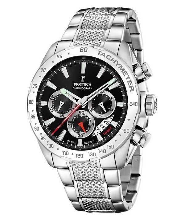 Orologio da uomo Festina Chrono Sport in acciaio inossidabile quadrante nero al quarzo F20668-4 100M