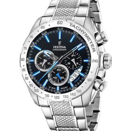 Festina Timeless Cronografo Acciaio Inox Quadrante Nero Quarzo F20668-6 100M Orologio da Uomo