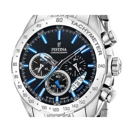 Festina Timeless Cronografo Acciaio Inox Quadrante Nero Quarzo F20668-6 100M Orologio da Uomo