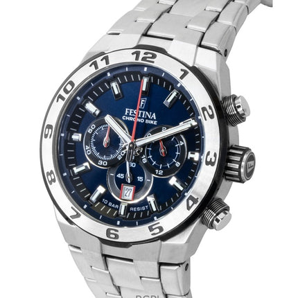 Festina Chrono Bike Cronografo in acciaio inossidabile con quadrante blu al quarzo F20670-1 100M Orologio da uomo