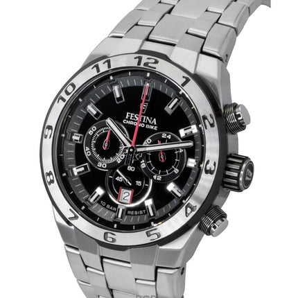 Festina Chrono Bike Cronografo in acciaio inossidabile con quadrante nero al quarzo F20670-6 100M Orologio da uomo