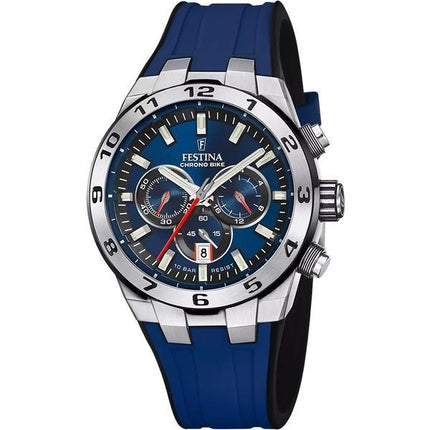 Festina Chrono Bike cinturino in gomma quadrante blu al quarzo F20671-1 100M orologio da uomo