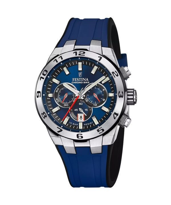 Festina Chrono Bike cinturino in gomma quadrante blu al quarzo F20671-1 100M orologio da uomo