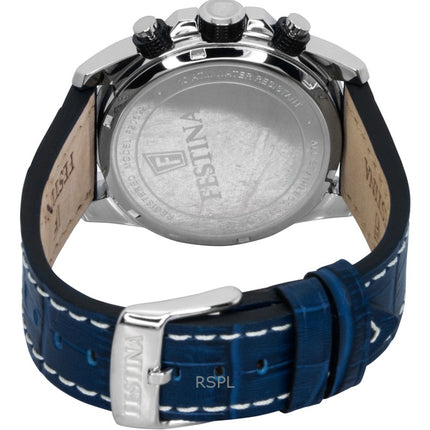 Orologio da uomo Festina Timeless Chronograph con cinturino in pelle e quadrante blu al quarzo F20692-2 100M
