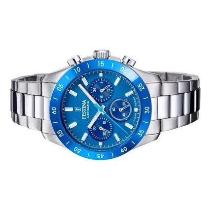 Festina Ceramica Cronografo Acciaio Inossidabile Quadrante Blu Quarzo F20693-4 100M Orologio da Donna