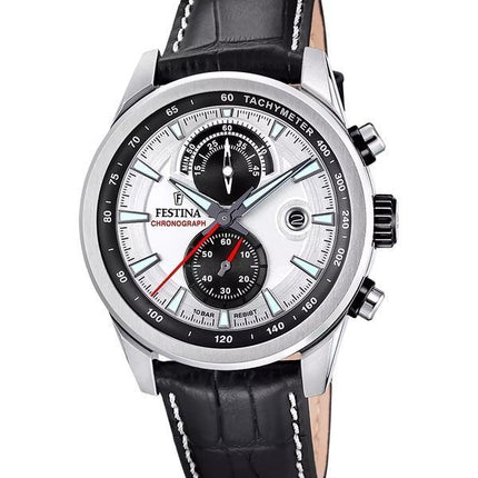 Festina Timeless Cronografo Cinturino in Pelle Quadrante Argento Quarzo F20695-1 100M Orologio da Uomo