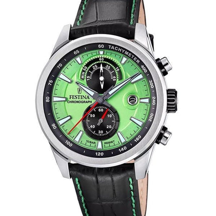 Festina Timeless Cronografo Cinturino in Pelle Quadrante Verde Quarzo F20695-3 100M Orologio da Uomo