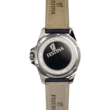 Orologio da uomo Festina Titanium Analog con cinturino in pelle, quadrante blu, movimento al quarzo, modello F20699-2, impermeabile fino a 100 metri.