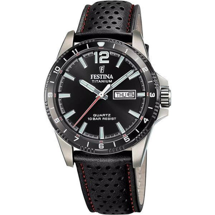 Orologio da uomo Festina Titanium Leather Strap Black Dial Quartz F20699-4 100M
