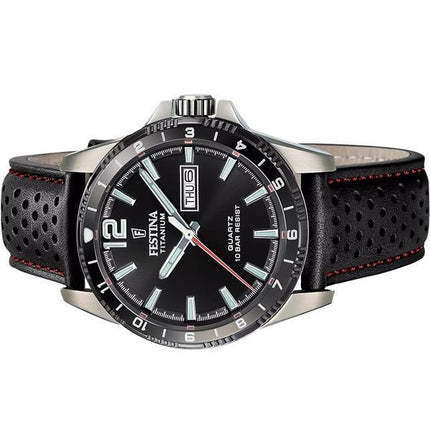 Orologio da uomo Festina Titanium Leather Strap Black Dial Quartz F20699-4 100M