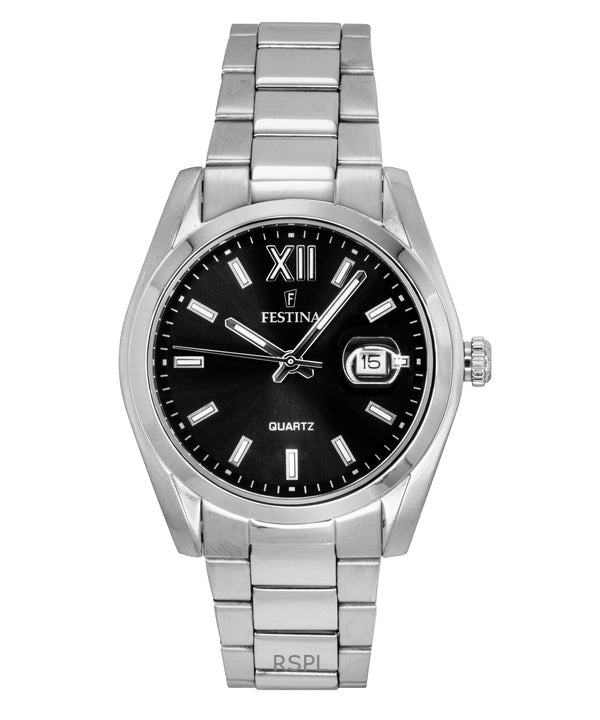 Orologio da uomo Festina Classic in acciaio inossidabile con quadrante nero al quarzo F20707-6
