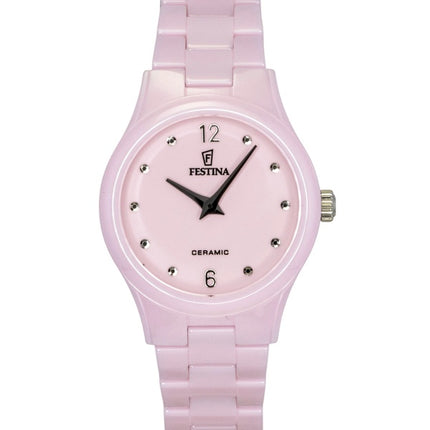 Orologio da donna Festina Ceramic con quadrante rosa e movimento al quarzo, modello F20751-2