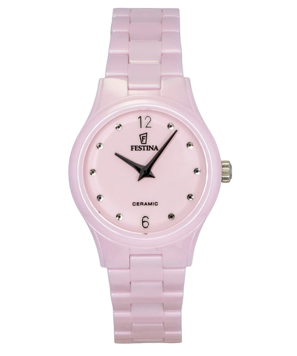 Orologio da donna Festina Ceramic con quadrante rosa e movimento al quarzo, modello F20751-2