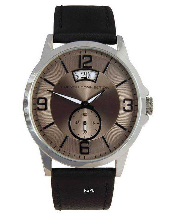 FCUK quadrante marrone cinturino in pelle al quarzo FC1209B orologio da uomo