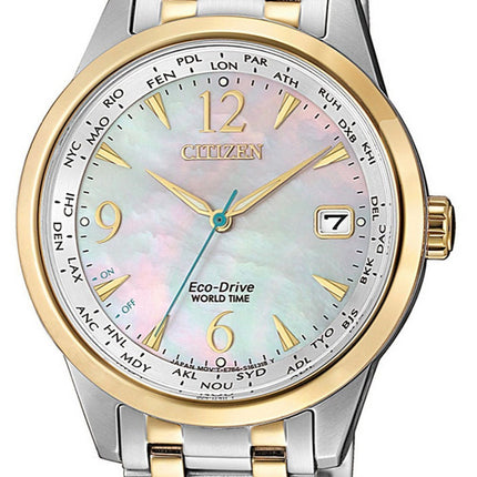 Orologio da donna Citizen World Time Two Tone in acciaio inossidabile Eco-Drive FC8008-88D