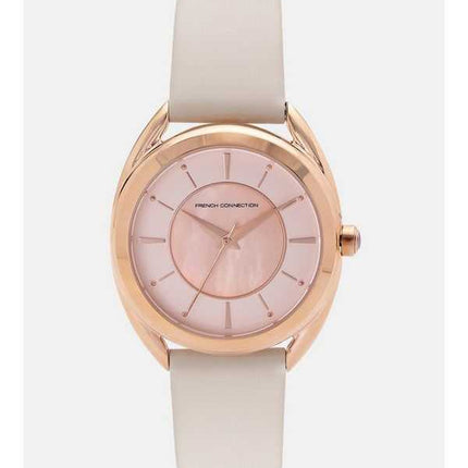FCUK French Connection cinturino in pelle quadrante in oro rosa orologio da donna al quarzo FCS1000C