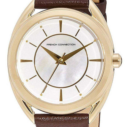 FCUK Orologio da donna al quarzo con cinturino in pelle quadrante bianco FCS1000T