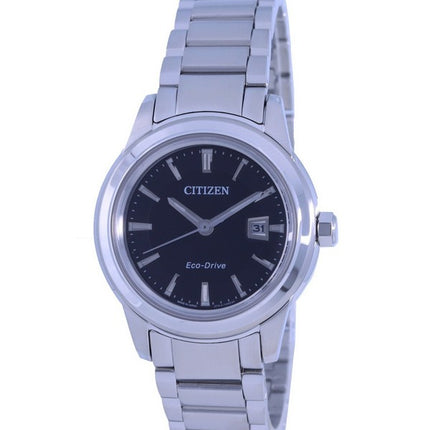 Orologio da donna Citizen con quadrante nero in acciaio inossidabile Eco-Drive FE1070-55E 100M