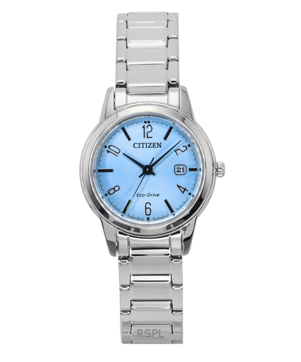 Orologio da donna Citizen Elegance in acciaio inossidabile con quadrante blu chiaro Eco-Drive FE1241-71L