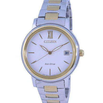 Orologio da donna Citizen con quadrante bianco bicolore in acciaio inossidabile Eco-Drive FE6094-84A