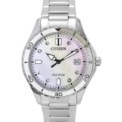 Orologio da donna Citizen Marine Eco-Drive Crystal Accents in acciaio inossidabile con quadrante in madreperla FE6170-88D 100M
