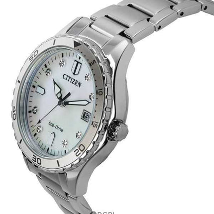 Orologio da donna Citizen Marine Eco-Drive Crystal Accents in acciaio inossidabile con quadrante in madreperla FE6170-88D 100M