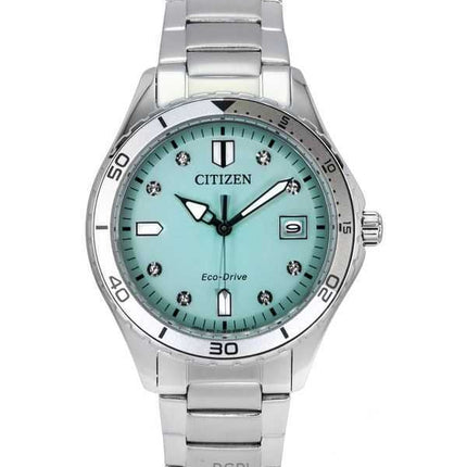 Orologio da donna Citizen Marine Eco-Drive Crystal Accents in acciaio inossidabile con quadrante verde FE6170-88L 100M