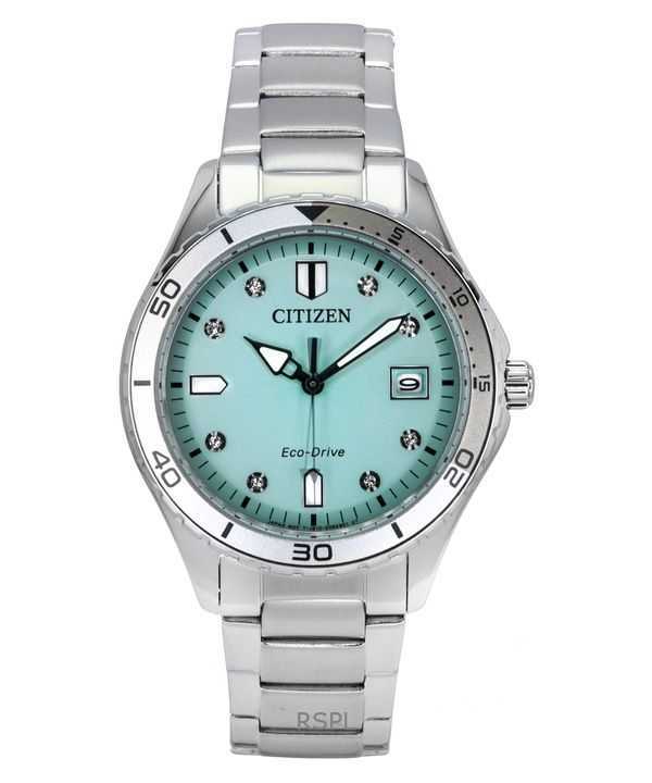 Orologio da donna Citizen Marine Eco-Drive Crystal Accents in acciaio inossidabile con quadrante verde FE6170-88L 100M