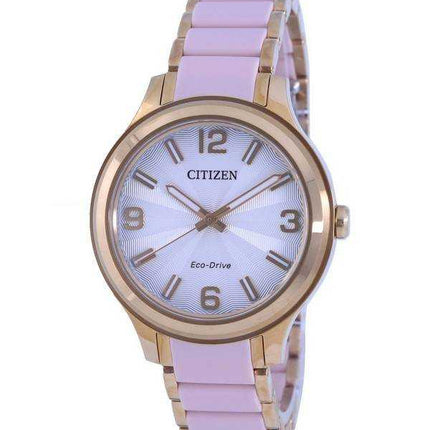 Citizen Silver Dial Two Tone Stainless Steel Eco Drive FE7078-85A 100M Orologio da donna
