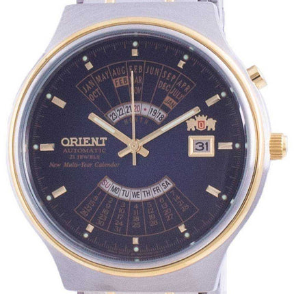 Orologio da uomo automatico FEU00000D con quadrante blu con calendario pluriennale Orient Wide