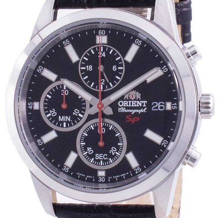 Orologio da uomo al quarzo con quadrante nero cronografo sportivo Orient FKU00004B0