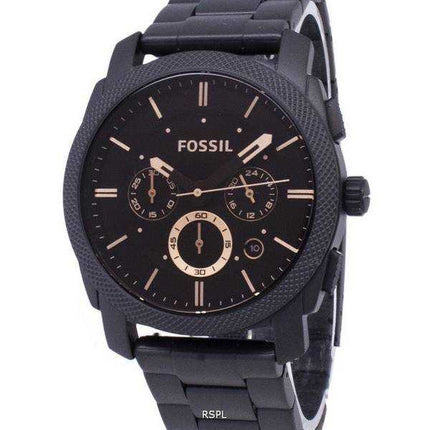 Orologio Fossil Machine Mid-Size Cronografo nero IP acciaio inossidabile FS4682