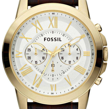 Fossil Grant Chronograph Orologio da uomo in pelle con cinturino in pelle marrone goffrato FS4767
