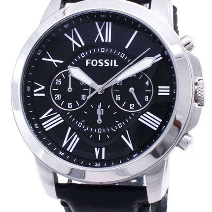 Orologio da uomo Fossil Grant Cronografo in pelle nera con cinturino FS4812