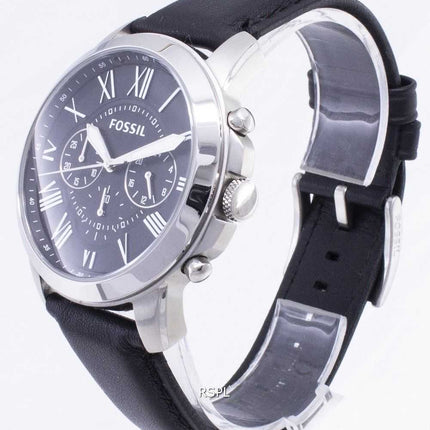 Orologio da uomo Fossil Grant Cronografo in pelle nera con cinturino FS4812