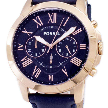 Orologio da uomo Fossil Grant Chronograph in pelle blu cinturino da uomo