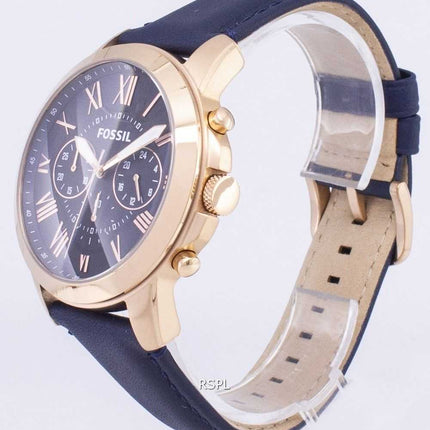 Orologio da uomo Fossil Grant Chronograph in pelle blu cinturino da uomo