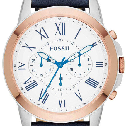 Fossil Grant Chronograph Orologio da uomo in pelle blu scuro FS4930