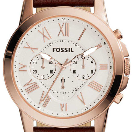 Orologio da uomo Fossil Grant Cronografo in pelle marrone FS4991