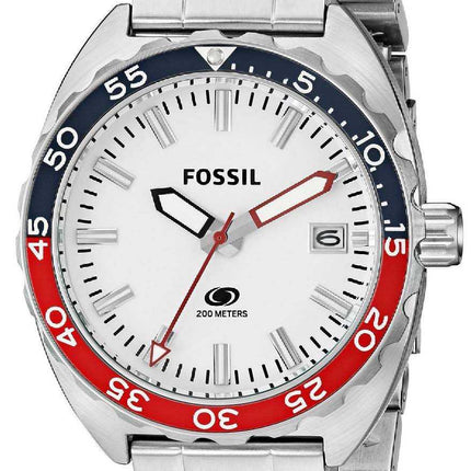 Orologio da uomo Fossil Quartz Breaker quadrante bianco acciaio inossidabile FS5049