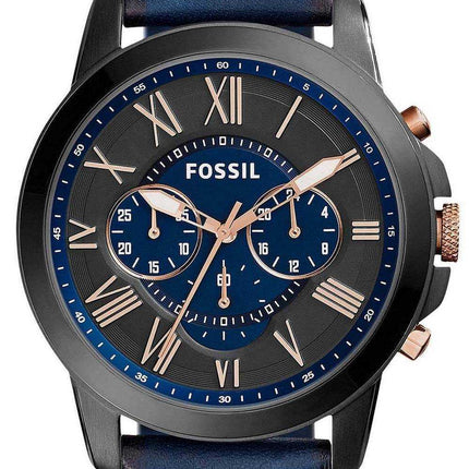 Fossil Grant Chronograph Orologio da uomo in pelle blu quadrante blu e quadrante FS5061